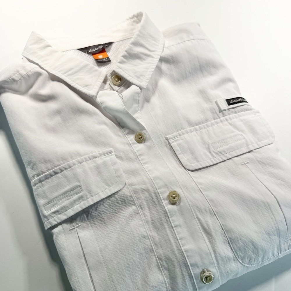 Eddie Bauer Women's Dry Fit Breathable Long Sleeve Button Up White Medium - Picture 12 of 12